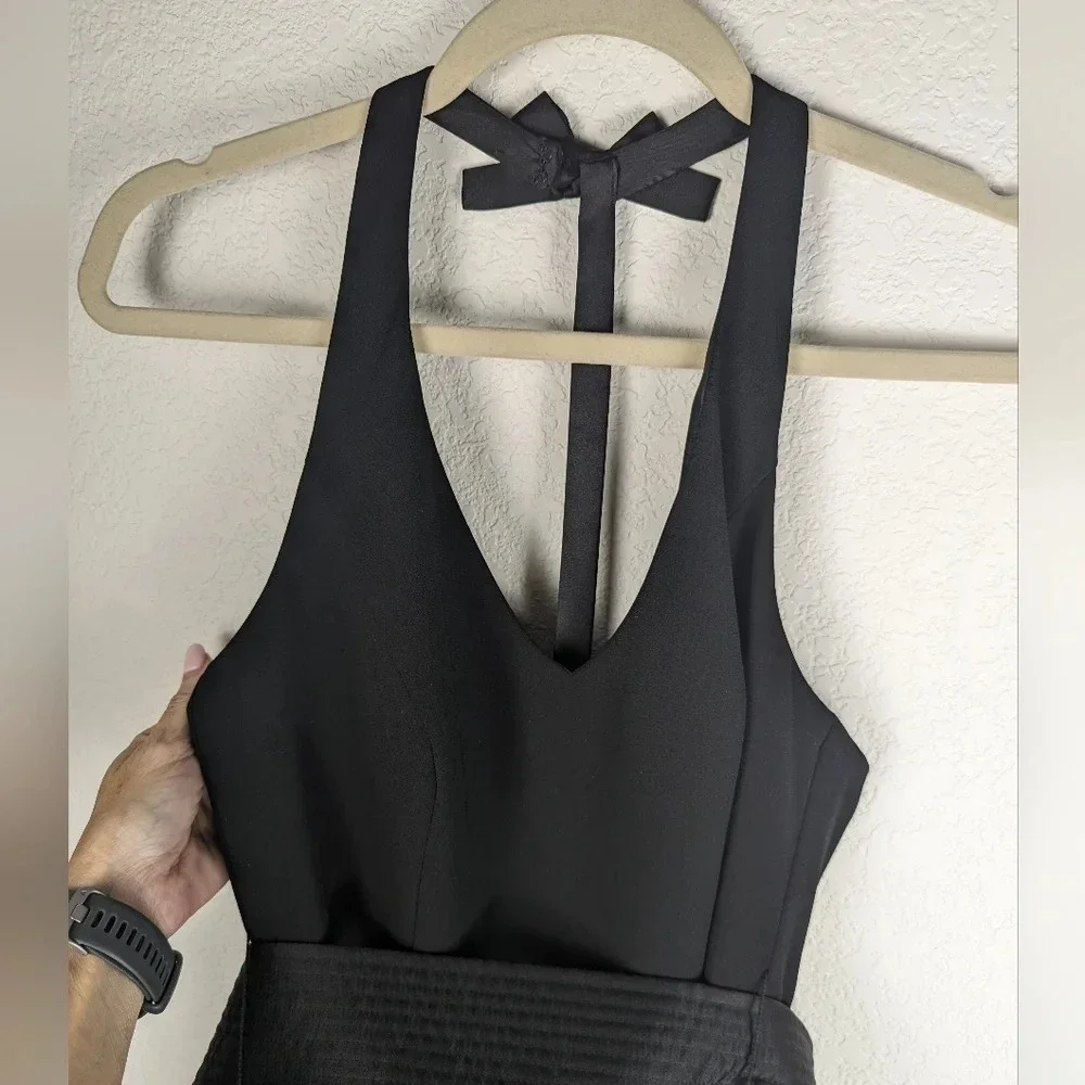 White by Vera Wang Black Halter Open Back Slit Gown Size 4 - Picture 12 of 15